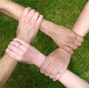 team hands